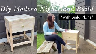 Modern Diy Nightstand with Drawer I DIY Side Table/ End Table Build *With FREE Plans Included*