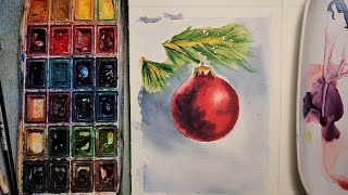 Watercolor Christmas card Новогодняя открытка акварелью #christmascardmaking