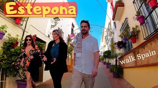 Estepona, Spain - cozy city centre. 4K Walk tour. Costa del Sol