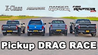 Ford F150 Raptor v Ranger Raptor v Mercedes X-Class v VW Amarok: DRAG RACE
