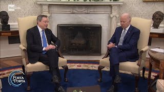 Il colloquio Draghi-Biden alla Casa Bianca - Porta a porta 10/05/2022