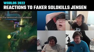 [Compilation] Casters and Streamers' reaction to Faker solokills Jensen | Worlds