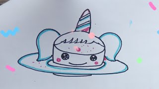 How to Draw Birthday Cake | Birthday  Unicorn Cake Drawing for Kids & Toddler's | Unicorn Girl cake🍰
