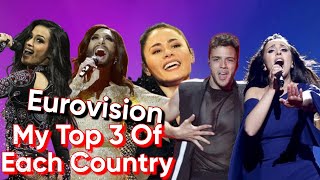 Eurovision - My Top 3 Songs Of Each Country (2010-2022)