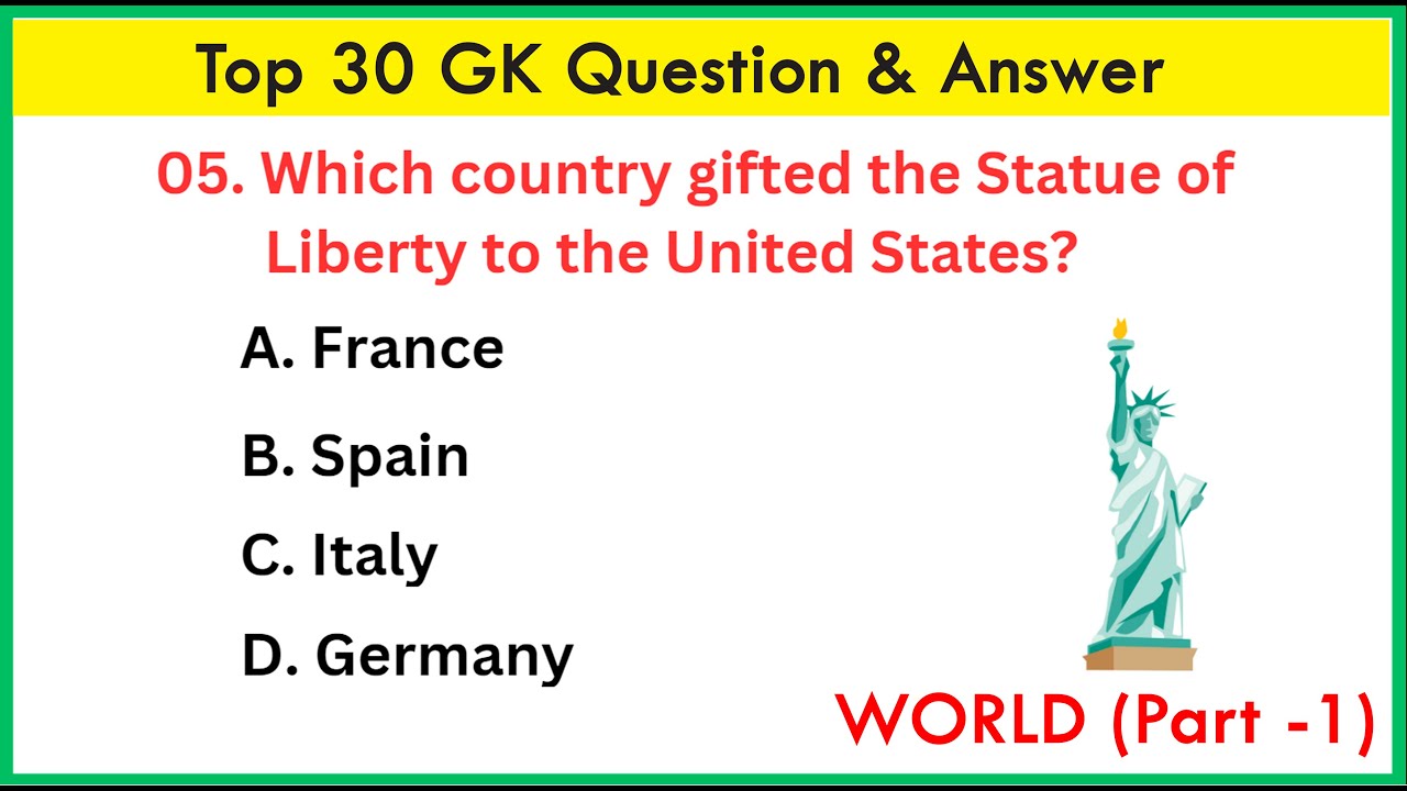 Top 30 World GK Question And Answer | GK Questions And Answers | GK ...