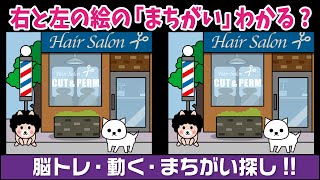 脳トレ#41【動体視力まちがいさがし】パーマをかけた猫【難易度 難しめ】高齢者の方にも是非！Spot The Difference