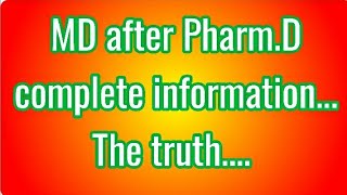 MD After Pharm.D Complete information