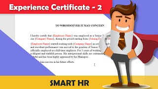 Experience Letter / Experience Certificate sample for Senior Software Developer | @SMARTHRM