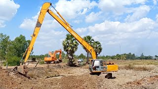 รถแม็คโคร SUMITOMO SH 200 A1 บูมยาว 18 เมตร กรมชลประทาน ขุดเปิดลำห้วยใหม่ Excavator