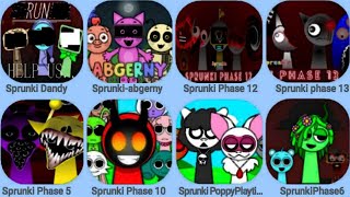 Incredibox Sprunki Dandy, Sprunki ABgerny, Sprunki Phase 12, Sprunki Phase 13, Sprunki Poppy, Phase6