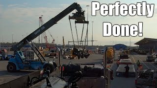 Expert Unloading Of Airport Snow Broom And Truck