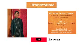 UPANAYANAM, CHI: SANATH alias. CHINNU, ON 1ST JULY 2022 @ 8.00 AM