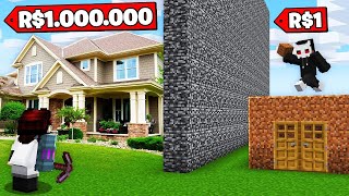 Casa no Minecraft de R$ 1 vs de R$ 1,000,000!