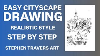 Easy Step by Step Cityscape Drawing Demo