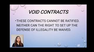 DEFECTIVE CONTRACTS; UNENFORCEABLE AND VOID CONTRACTS || Group 6 || Thelma Suayan