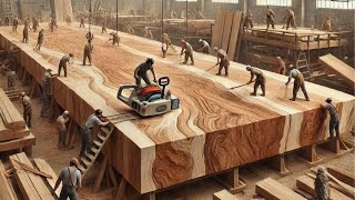 Fast woodworking process, creating large and sturdy wooden tables #25