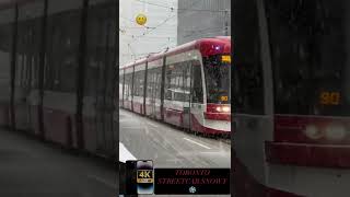 TTC King Streetcar in Toronto First Snowfall. iPhone 14 Pro Max Video Camera 4K. #ttc #snowfall