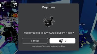 Getting CyrBlox Doom Hood - Free Limited UGC Roblox @CyrBlox @medal_tv