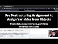 Use Destructuring Assignment to Assign Variables from Objects (ES6) freeCodeCamp tutorial