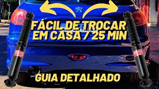 APRENDA A TROCAR OS AMORTECEDORES TRASEIROS DO PEUGEOT 206/207 EM CASA- MUITO FÁCIL E RÁPIDO