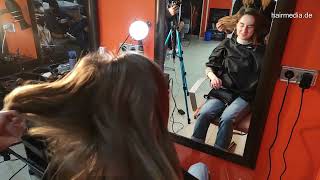 8164 Shirley gets her first short Bob with clippered nape full video