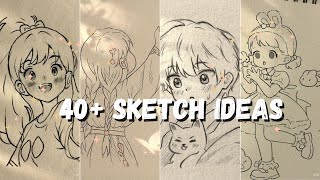 40+ Sketch Ideas | Must Try 🌷 | Aesthetic Drawing Ideas for Beginners | Cute and Easy Sketches