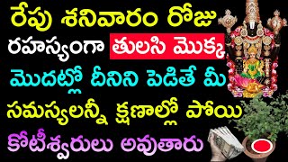 రేపు శనివారం రోజు రహస్యంగా తులసి మొక్క మొదట్లో దీనిని పెడితే మీ సమస్యలన్నీ క్షణాల్లో పోయి కోటీశ్వరుల