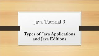 Java Tutorial 9: Types of Java Applications and Java Editions