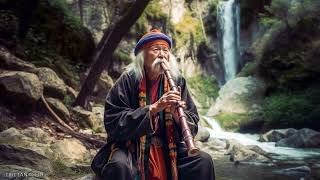 Healing Tibetan flute, Waterfall sound, Relax your mind, Stop thinking too much | Flute Meditation