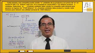 Ecuaciones cuadráticas  Problema sobre ingreso y utilidades