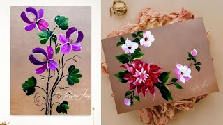 AMAZING TECHNIQUE To Paint Flowers Using Round Brush 😍 Acrylic Painting Ideas 💡