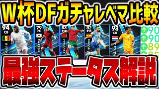 【最強級】超当たり選手の能力値が強過ぎる!!”W杯”DFガチャ全選手レベマ比較！超激レア選手も搭載？12/5登場FPガチャレベマ比較【eFootballアプリ2023】【イーフト2023アプリ】