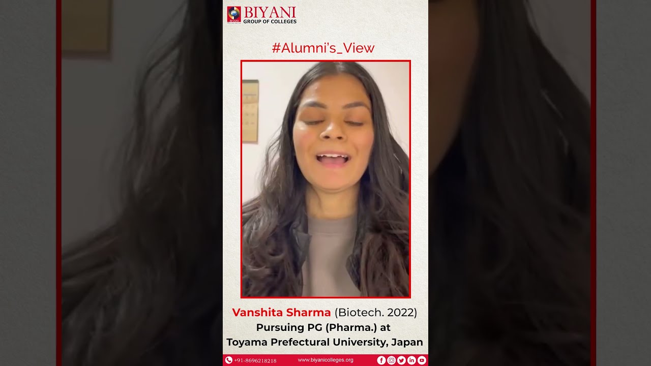 Alumni Views || Vanshita Sharma (B.Sc. Biotech 2022) || Biyani Girls ...