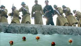 Anti-Japanese Movie! Unidentified object floating in water lures Japanese, blasting them skyward.