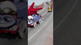 Stupid Cars Crossing Spikes Bollard with Spider Man Shooting Web BeamNG Drive