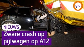 Automobilist knalt frontaal op pijlwagen op A12 bij Arnhem | Omroep Gelderland