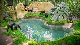 Building Home For Pets Digging Termite Mound Into Giant Dog And Amazing Fish Pond