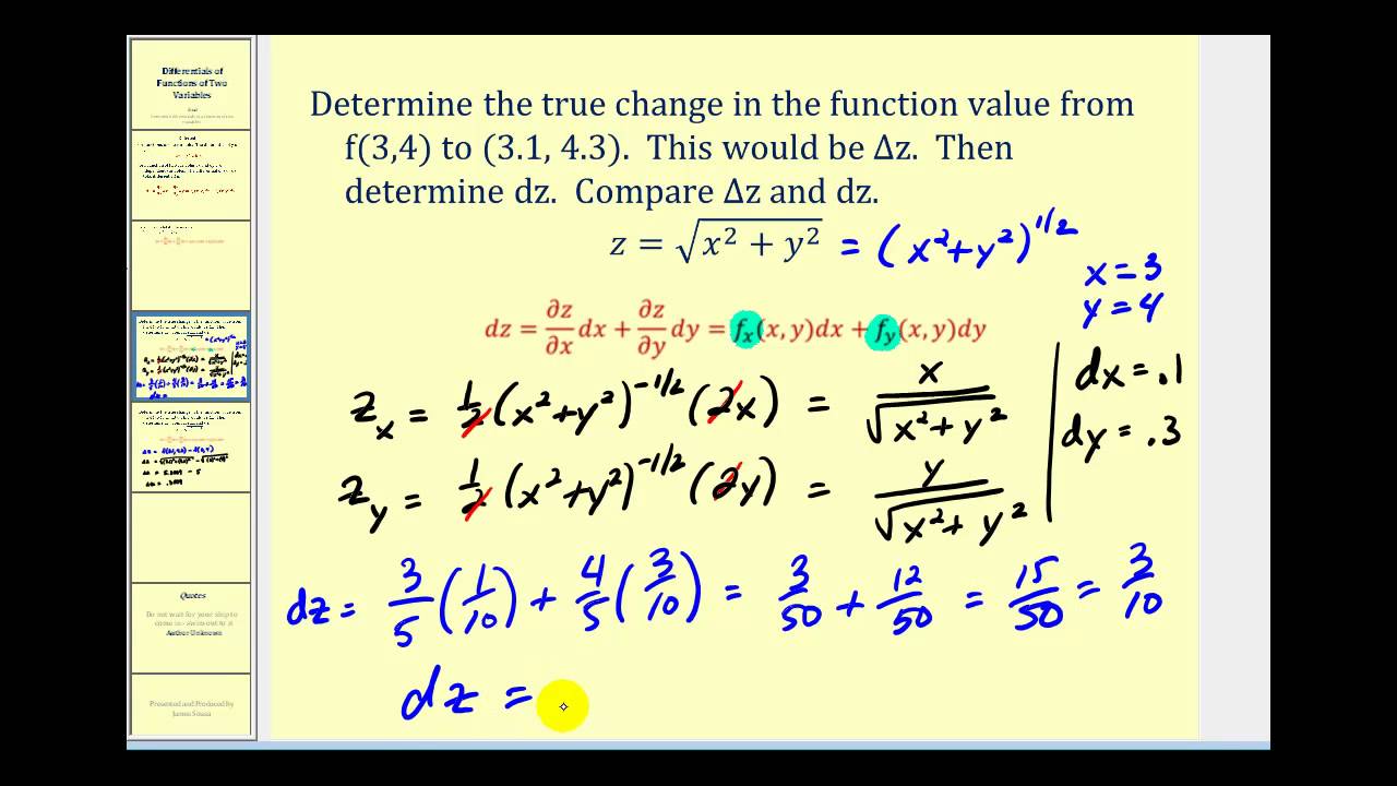 Differentials Of Functions Of Two Variables - YouTube