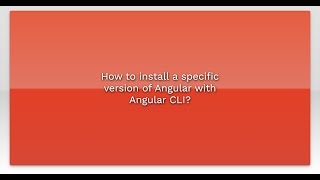 How to install a specific version of Angular with Angular CLI?