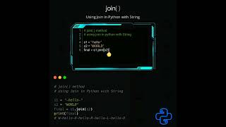 join with String | python tutorial #shorts #python #pythonprogramming