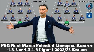 PSG Next March Potential Lineup vs Auxerre ► 4-3-3 or 4-3-1-2 Ligue 1 2022/23 Season ● HD