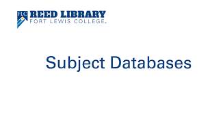 Databases by Subject