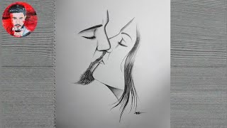 How to draw lips kiss - Couple drawing step by step