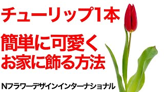 一輪のチューリップを手軽にお家に飾る方法【1分半で教えるシリーズ】