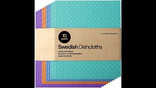 Swedish Dishcloth Cellulose Sponge Cloths - Bulk 10 Pack of Eco-Friendly