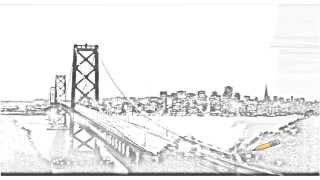 Auto Draw 2: Bay Bridge At Sunset, San Francisco, California