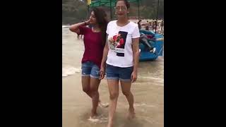 Artist Surekha Vani and her daughter as Sunitha in Goa Beach