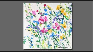 Spring wildflowers acrylic palette Knife painting