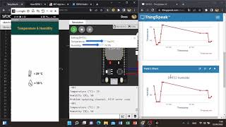 Wokwi : ESP32 dengan Sensor DHT22, Terhubung ke ThingSpeak dan Aplikasi Sederhana