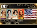 MISS UNIVERSE USA | EVERY PLACEMENT 1952-1979